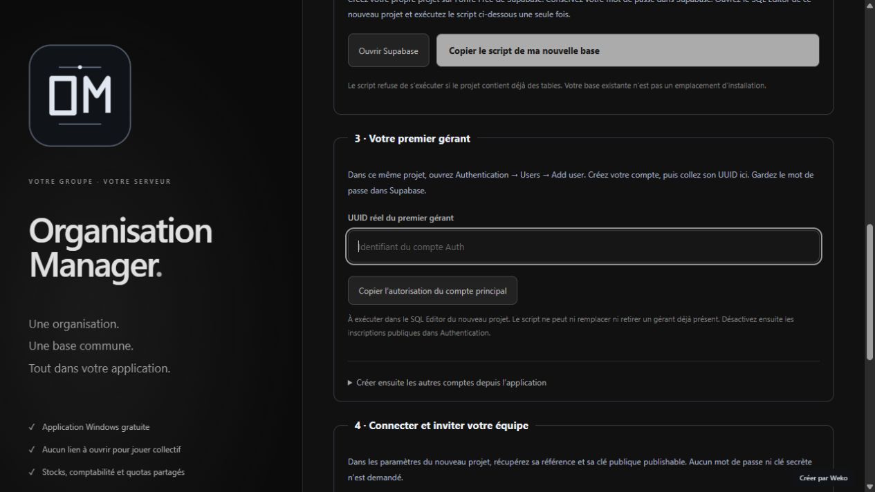 Copiez uniquement l’UUID Auth dans l’assistant, jamais le mot de passe.