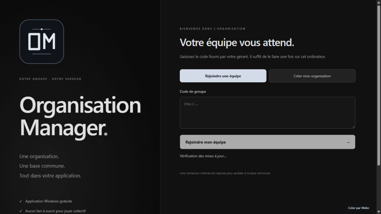 Écran de démarrage de l’application Windows.